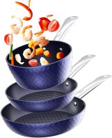 Kitchen Cookware Sets Nonstick Ceramic Bule,1.2 Qt. Pot Saucepan w/ Lid, 8" Small Frying Pan, 9.5" Hard Anodized Frying Skillet Pan, Stock Pot