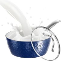 1.2 Quart Pot w/ Lid, Small Saucepan w/ Lid, Small Pot w/ Lid, Small Induction Stock Pot, Blue Mini Saucepan w/ Lid, Milk Pot Anodized Ceramic