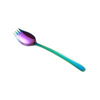 1Pcs 2 in 1 Stainless Steel Spork Salad Noodles Fork Spoon Travel Picnic Tableware