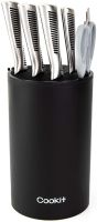 Universal Knife Block without Knives, Unique Double-Layer Wavy Design, Round Black Knife Holder for Kitchen, Knife Storage with Scissors Slot