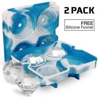 KOIOS Ice Cube Trays, Ice Trays Cubes BPA free Diamond Ice Maker, Easy-Release Flexible Ice Molds for Freezer, White-Blue (2-Pack)