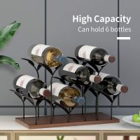 Mecor Countertop Wine Rack for 6 Bottles, Tabletop Wood Wine Organizer, Bottle Holder for Home Decor, Kitchen, Bar, Cellar, Cabinet, Pantry