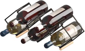 Mecor Countertop Wine Rack, 5 Bottle Tabletop Wine Holder Storage Stand with Stylish Design