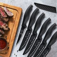 4.5" Steak Knives Set of 6;  Premium German Steel Steak Knives with Non-stick Coating;  Ultra Sharp Serrated Steak Knife;  Ergonomic Handle Design